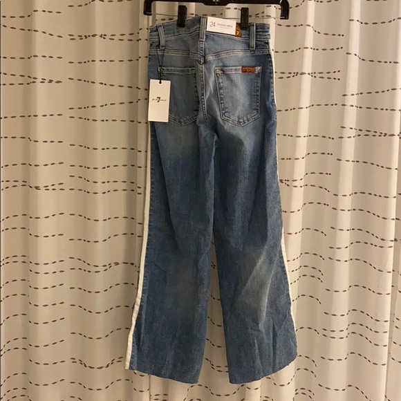 New 7 For All Mankind Cropped Alexa Side Stripe - Picture 2 of 7
